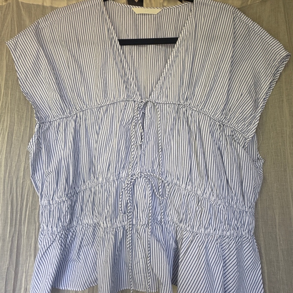 H&M Blue and White Striped Blouse
